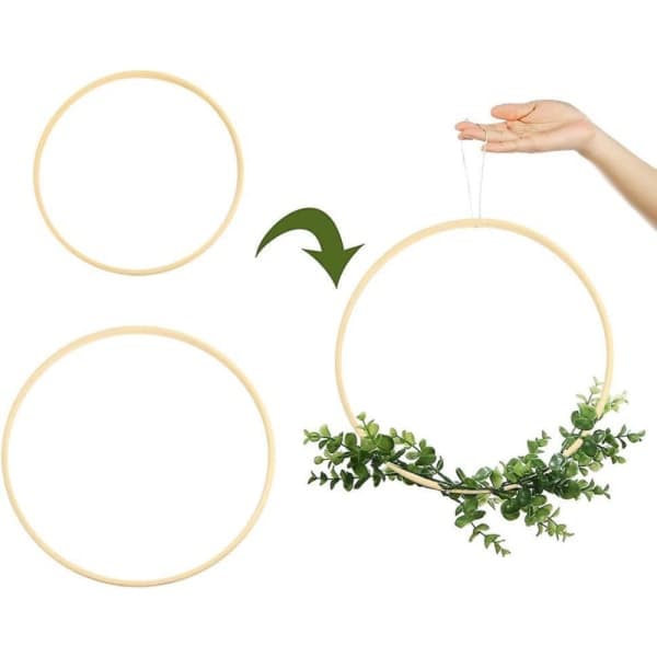 12-pack 2 storlekar (6 tum + 8 tum) Trä Bambu Blomkrans Makramé