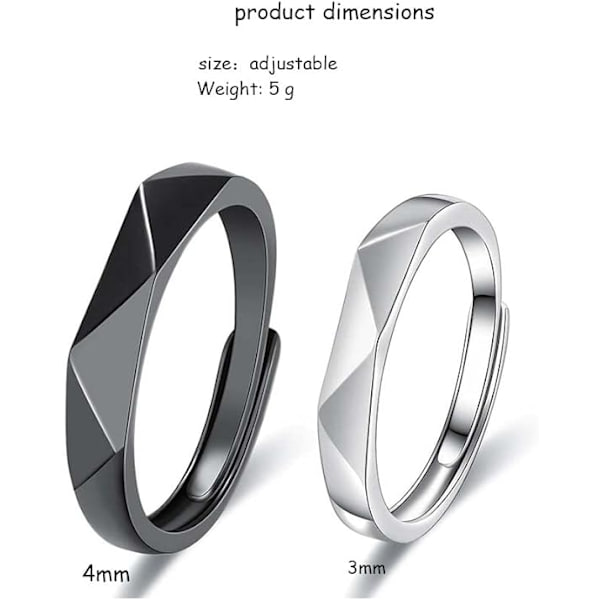 Statement Ring for Par - Bambusring for Kvinner Menn Justerbar W