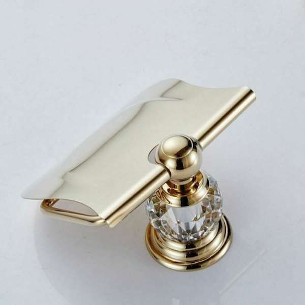 1 stk. blank toiletpapirholder med flip låg og guld finish væg