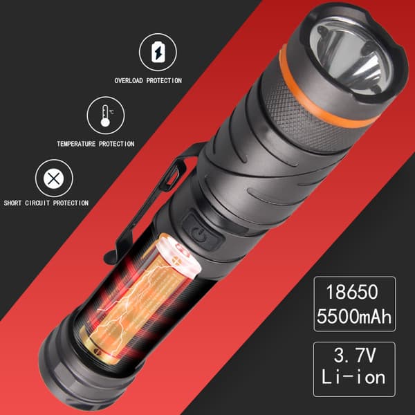 USB-ladattava taskulamppu Tehokas LED-taskulamppu Vedenpitävä 2