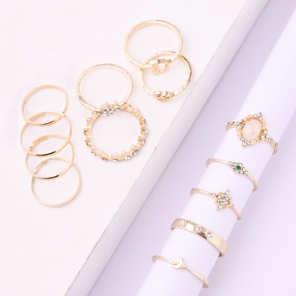 Vintage Fashion Statement Ringe Opal Stjerne Måne Samlet Sæt af Thirt