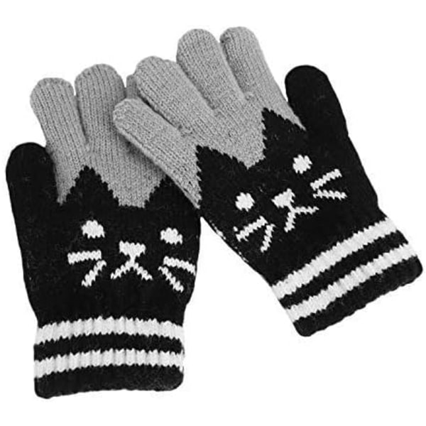 1pc noir Gants Hiver Automne Chaud Mitaines Plein-doigts Tricot M