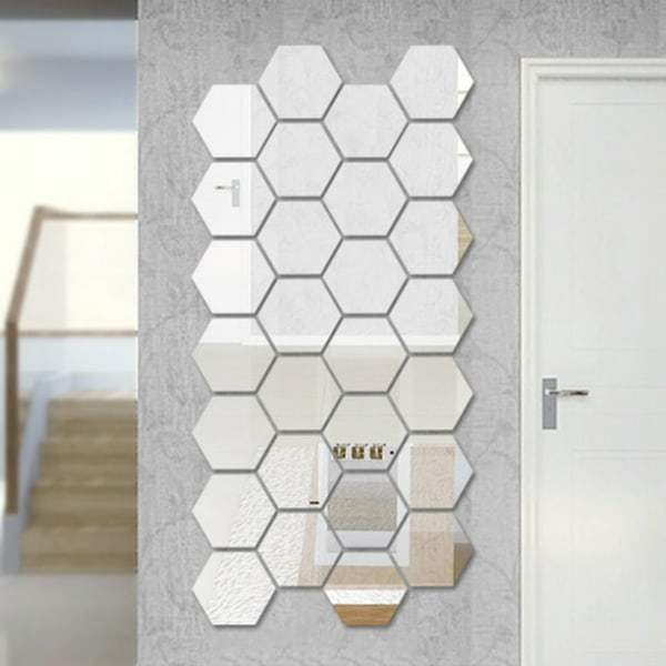 12 delar 3D hexagon akryl spegel väggklistermärken DIY Art Decorati