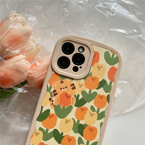 för iPhone 13pro maxCase Söt Tulpan Blommor Telefonfodral Bil