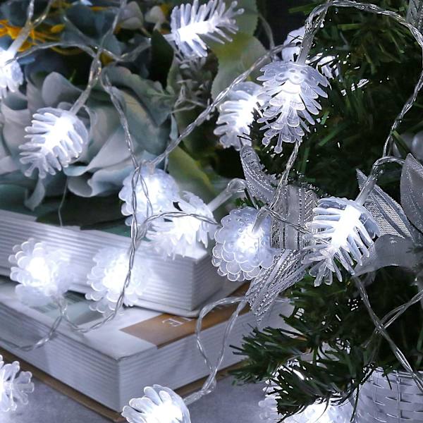Julgran ljusslinga med tallkottar 40 LED 6 meter ljusslinga