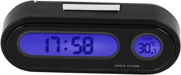 Biltermometer Voltmeter Klokke, 2 i 1 Bil Kjøretøy Interiør Mini