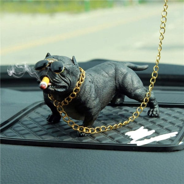 Bulldog Car Interiör Instrumentbräda Ornament Mode Roligt Söt Hem D