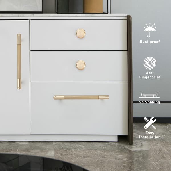 Räfflade Skåphandtag, 96mm Hålcentrum, Guld 2 Stycken