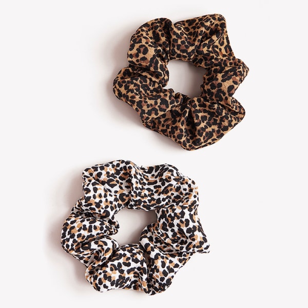 Hår Scrunchies Set Leopard Silk Hårband lyxiga elastiska band P
