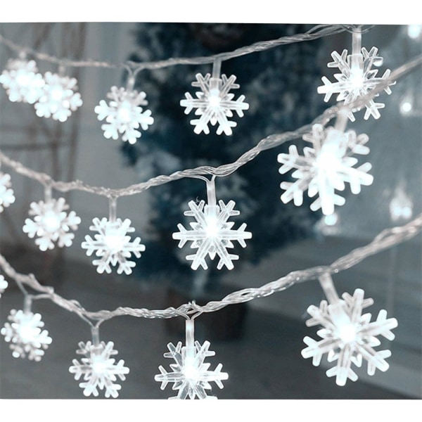 Julelys, 20 Ft 40 LED Snowflake String Lights Vanntett