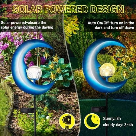 Solcelledrevne månehave-lys solcelledrevne stjerner måne udendørslys