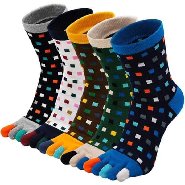 5 par menns firkantede separate tå sokker: 5 fingersokk Sport Cotto