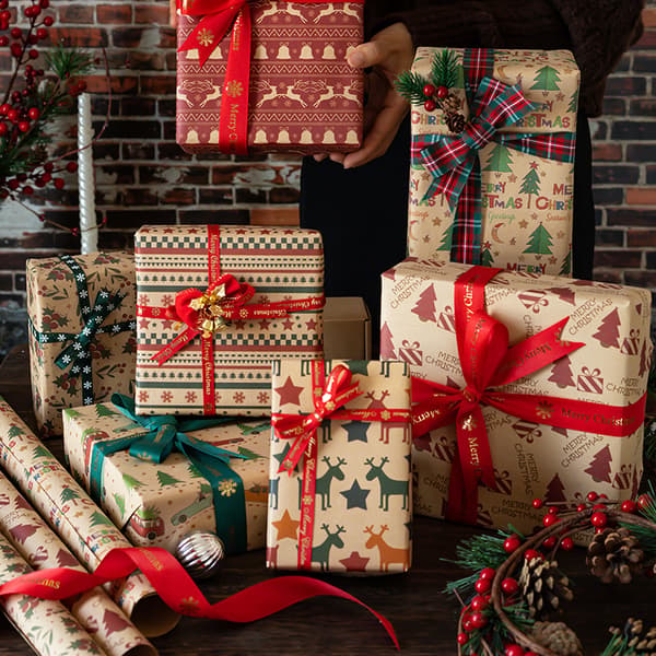 1 st julpapper i kraftpapper, presentpapper för födelsedagar, C