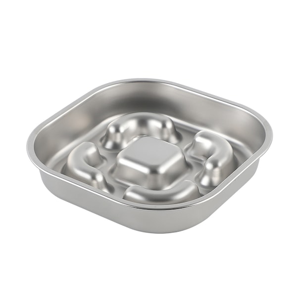 Anti Glutton Hundebolle, Rustfrit Stål Langsom Foder Hundebolle med Ikke-S