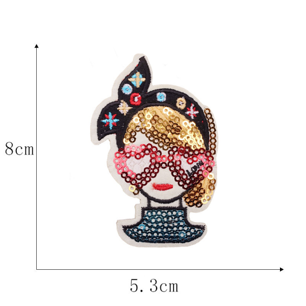 15 st Sequin Butterfly Broderad Tyg Patch, Cartoon Girl Exqu