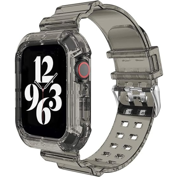 TPU-ranneke yhteensopiva Apple Watch ranneke 45mm musta kirkas säädettävä
