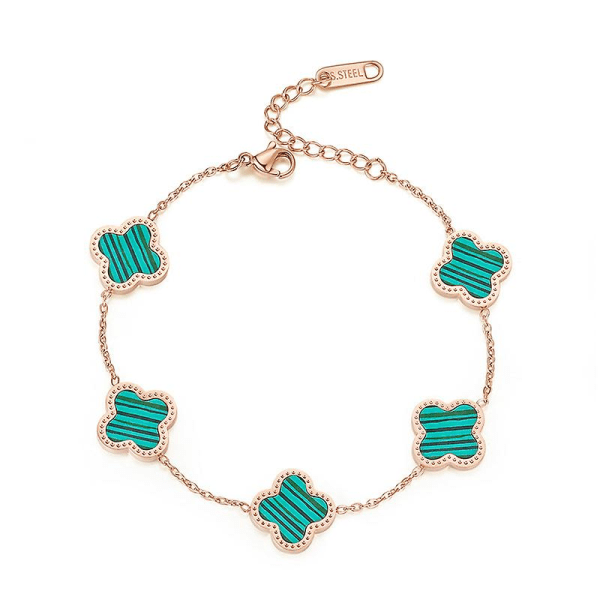 Clover Smycken, Armband i Titanstål, grön
