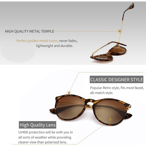 Retro runda solglasögon för män och kvinnor Klassiska retrodesigner S
