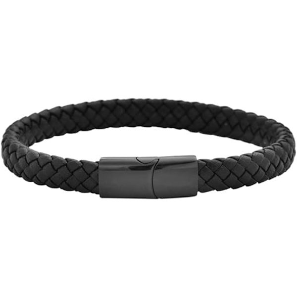 Herr armband i äkta läder med flätad design och magnetlås i rostfritt stål