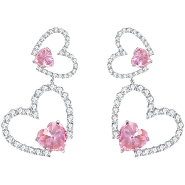 Hjerteformet zircon vedhængssæt, halskæde + øreringe, egnet til
