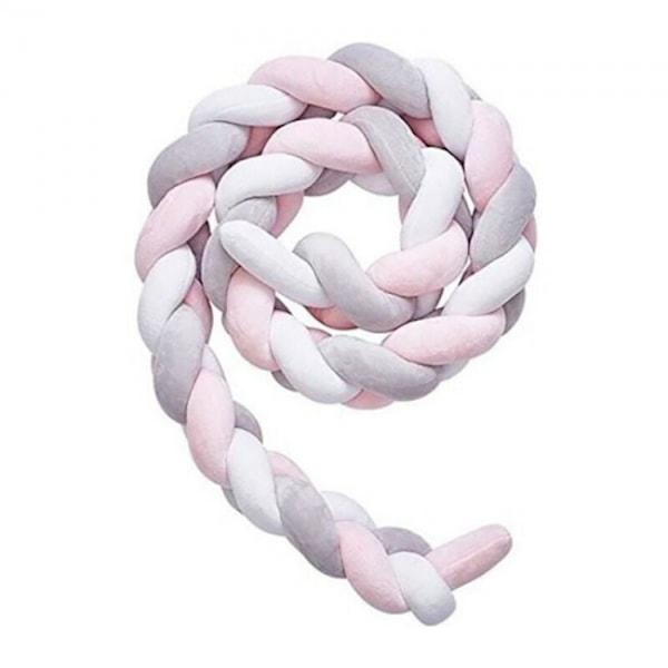 3M flätad sängstöt i färgerna vit, grå och rosa - Baby sängstöt