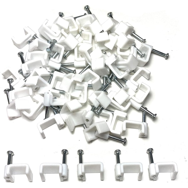 100 white plastic cable fasteners for cable clamps, telephones, t