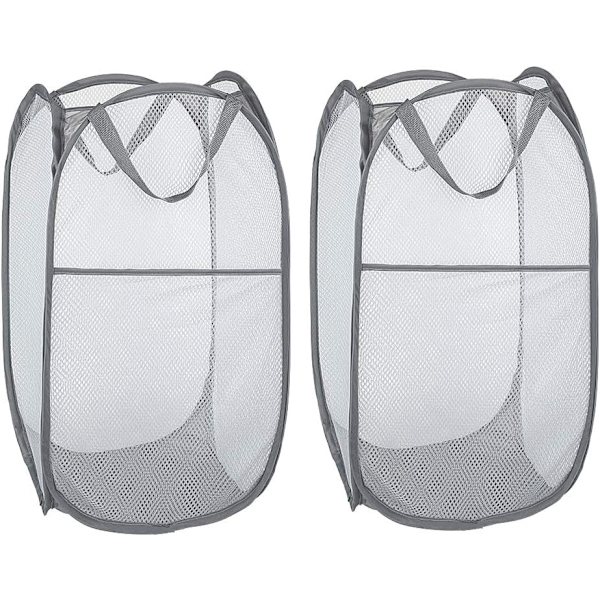Tvättkorg [Set om 2] Hopvikbar Tvättkorgar Pop Up Mesh