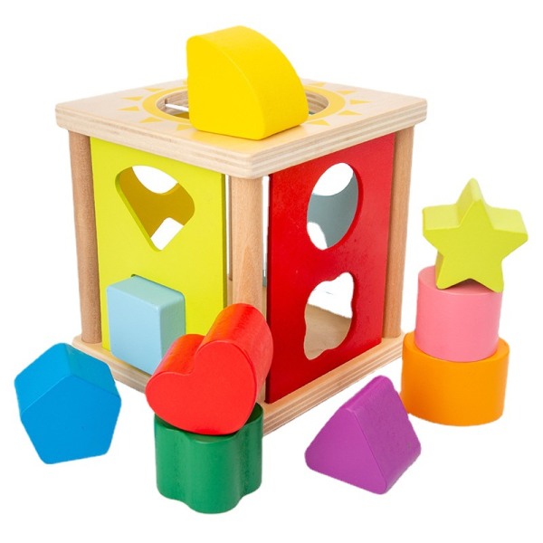 Träforma sorter leksak för småbarn, flerfärgad, L: 5,9, B: 4,8, H: 6.