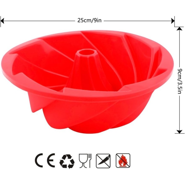 1PC Röd Silikon Kouglof Form, Kök Tårtformar