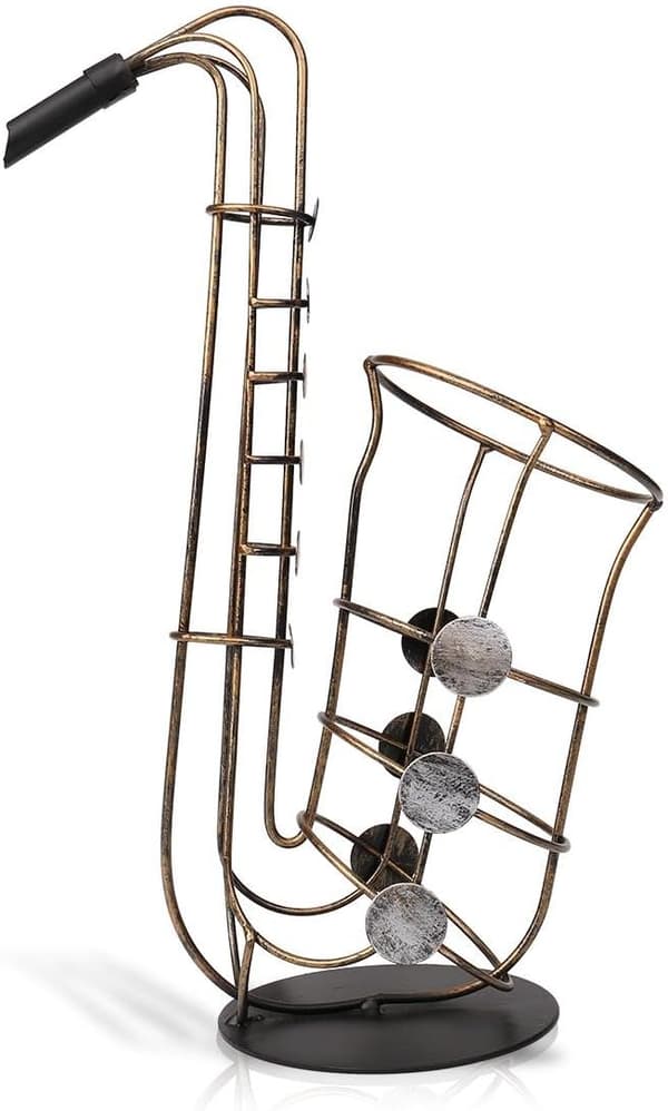 Metall Saksofon Vinstativ Jernholder Vinflaskeholder Skulptur