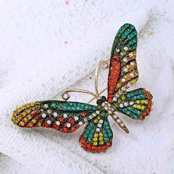 Kvinnor stor färgglad fjäril formad brosch Pin Rhinestone Cryst