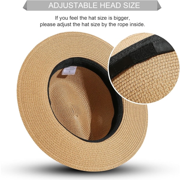 Dame Halm Fedora Strand Solhat, Pakkelig Bredskygget Panama Hat