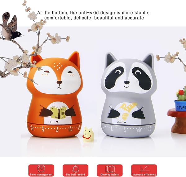 2 Pack Söta Kök Timer, 100% Mekanisk Timer för Barn, 60 Minuter