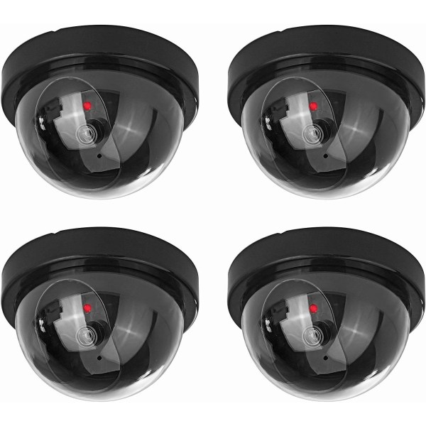 4 Pack Dummy Security Dome-kameraer med blinkende LED-lys sort