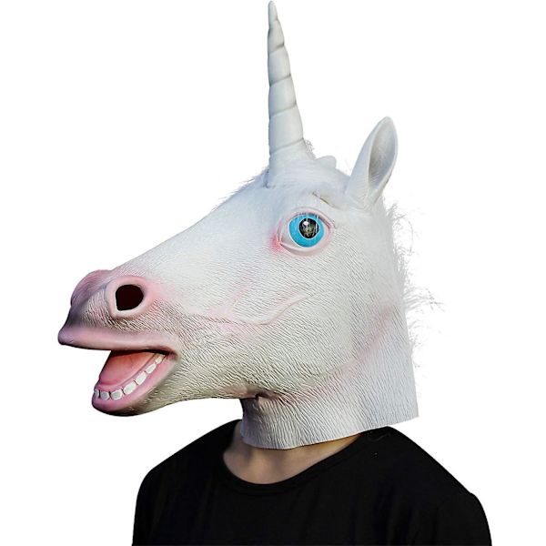 Yksisarvinen eläinpää lateksimaski - halloween cosplay rekvisiitta
