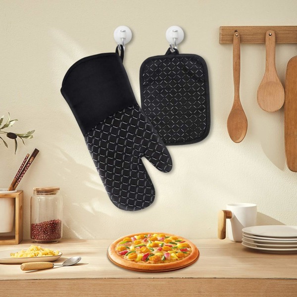 Oven Gloves Oven Gloves 1 Pair and Silicone Potholder Oven Gloves