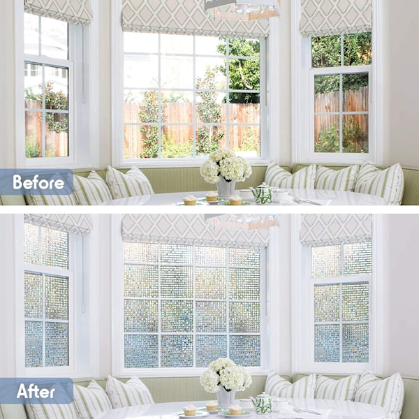Stained Glass Privacy Window Film, Mosaic Pattern Static Cling De