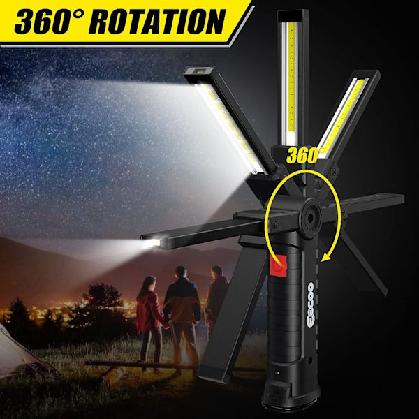 COB arbetslampa Ultra Bright LED Bärbar USB Laddningsbar Inspektera