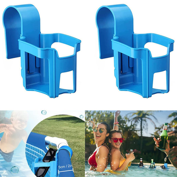 Poolside Cup Holder | Designad för ovanmarkspooler | Blå Colo