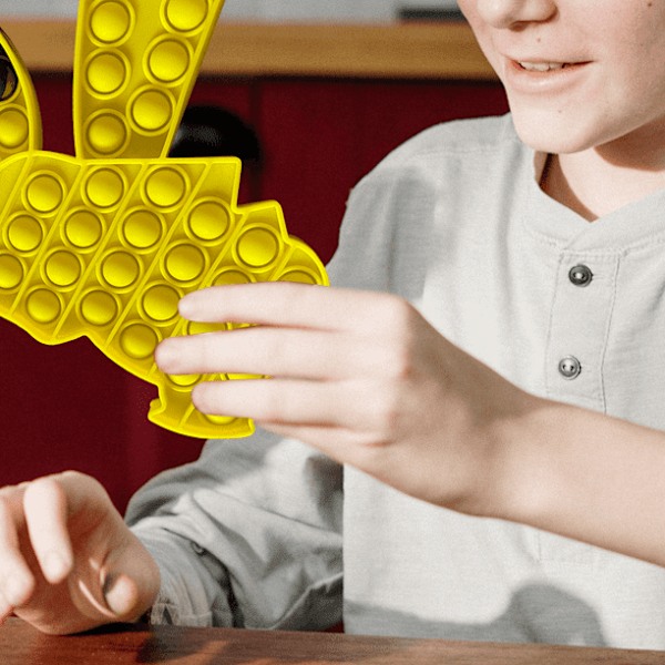 Pop Pop Fidget-leksak Det bubblar sensoriskt söt gul silikon lindra