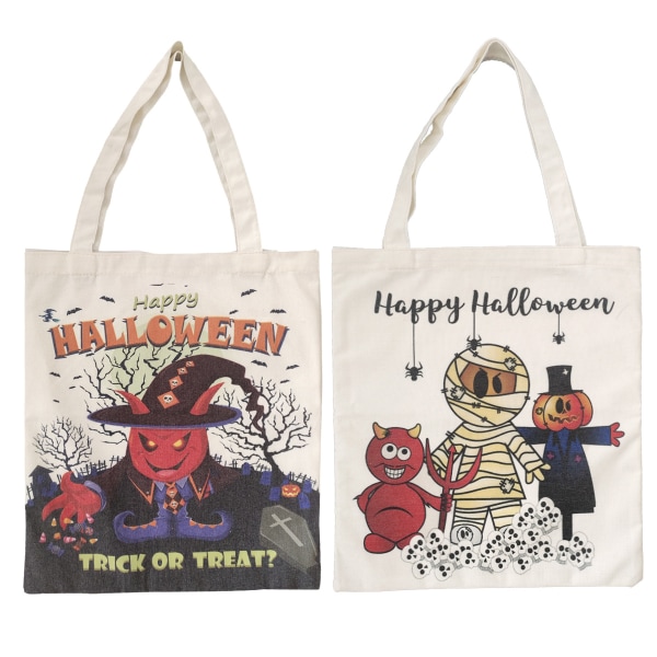 2 stykker Halloween Tote Bag Non-Woven lærredstaske Genanvendeligt græskar