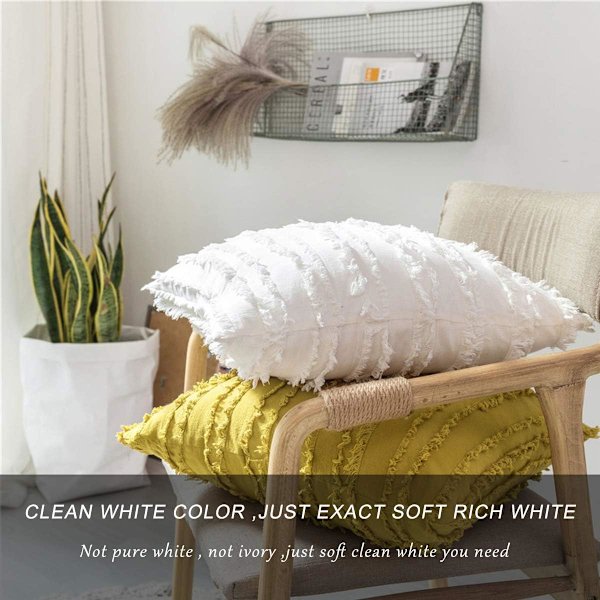 Dekorativt kuddfodral för soffa, 45x 45 cm linne vitt