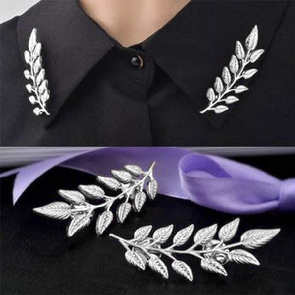 Fashion Silver Leaf Brooch for Men and Women (1 Pair)