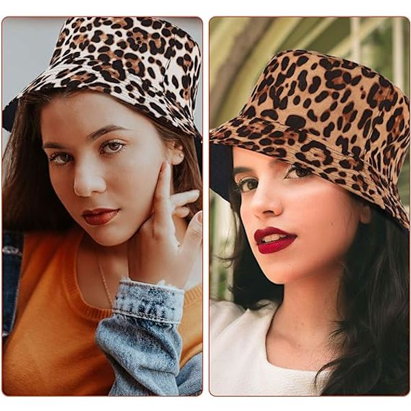 Leopardmönstrad hinkhatt, vändbar djurmotiv fiskemössa