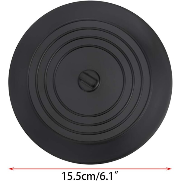 Pakke med 15 cm Universal Silikone Gummi Afløbspropper til Køkkenvask Badeværelsesvask (Sort)