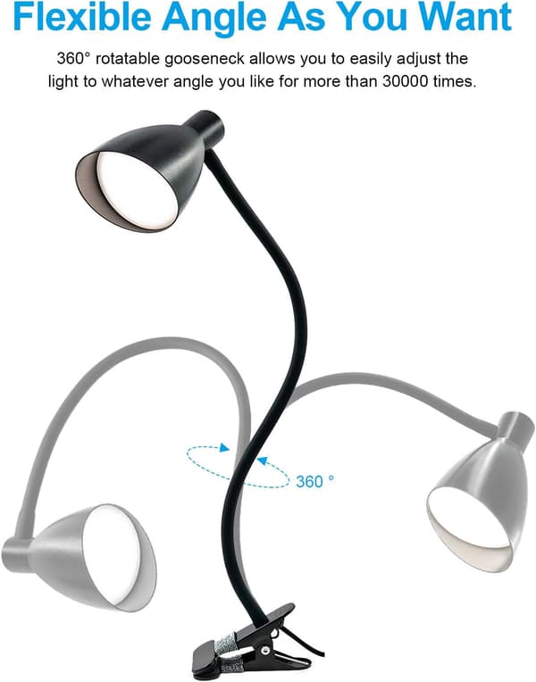 Klipslampe for barneseng, LED-bordlampe med dimbar klips,