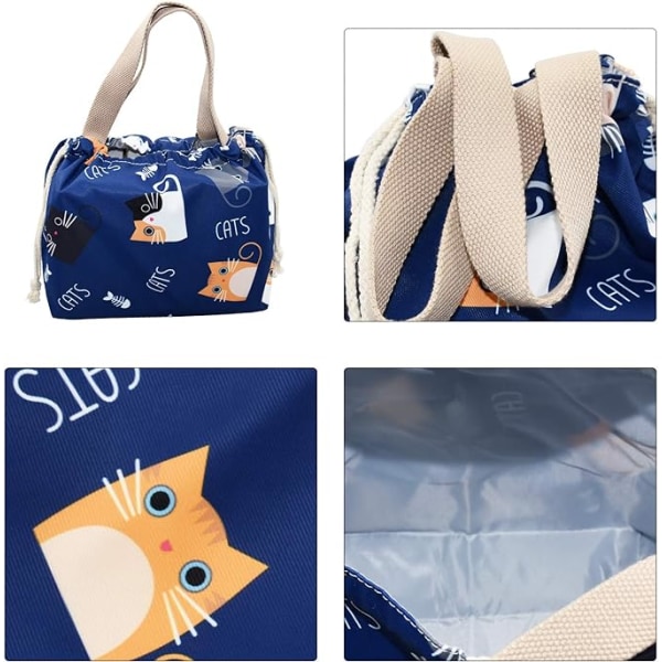 Mini Lunch Tote Pouch Återanvändbar Liten Söt Lunchväska med Dragsko
