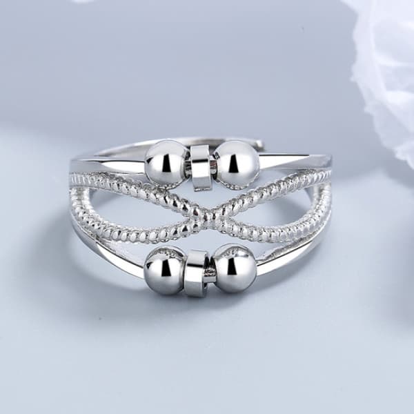 Anti-stressring med pärlor Silver S