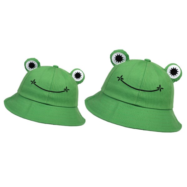 Hattar för förälder och barn, Cartoon Frog Bucket Hat, Unisex Summer Su