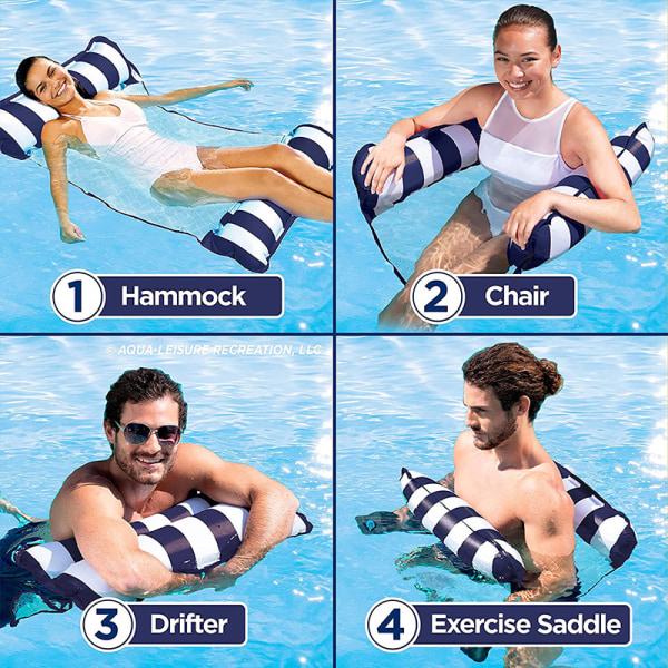 Uppblåsbar hängmatta för pool, 4 i 1 lätt uppblåsbar madrass